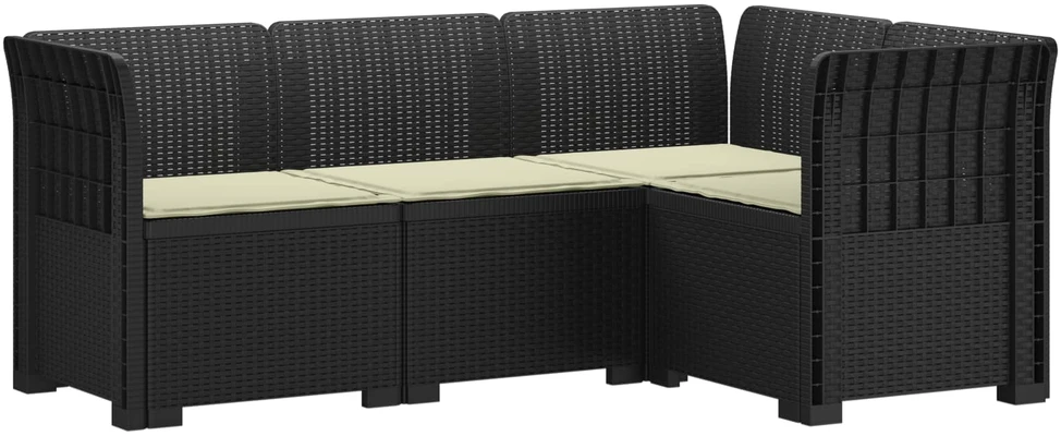 4-vietė Sodo Sofa Su Pagalvėlėmis Rattano Išvaizda PP Antracito