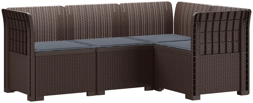 4-vietė Sodo Sofa Su Pagalvėlėmis Rattano Išvaizda PP Ruda