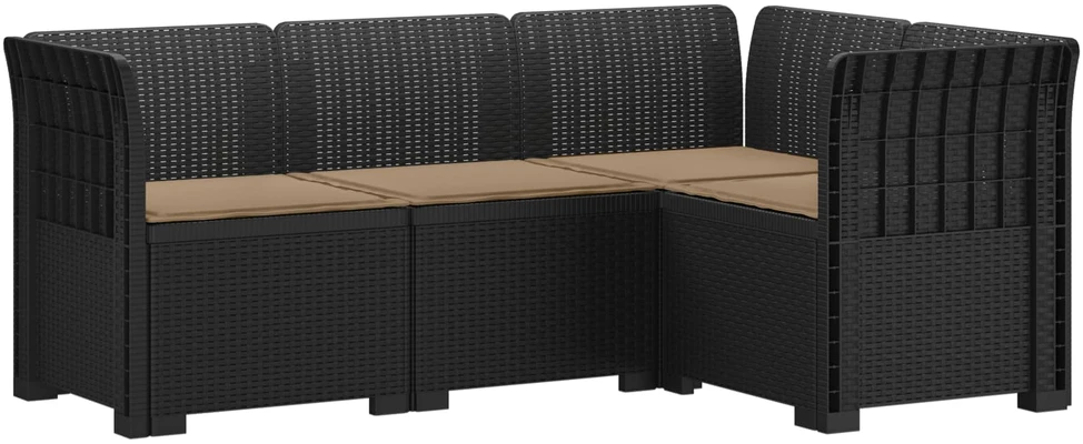 4-vietė Sodo Sofa Su Pagalvėlėmis Rattano Išvaizda PP Antracito