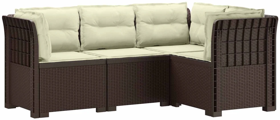 4-vietė Sodo Sofa Su Pagalvėlėmis Rattano Išvaizda PP Ruda