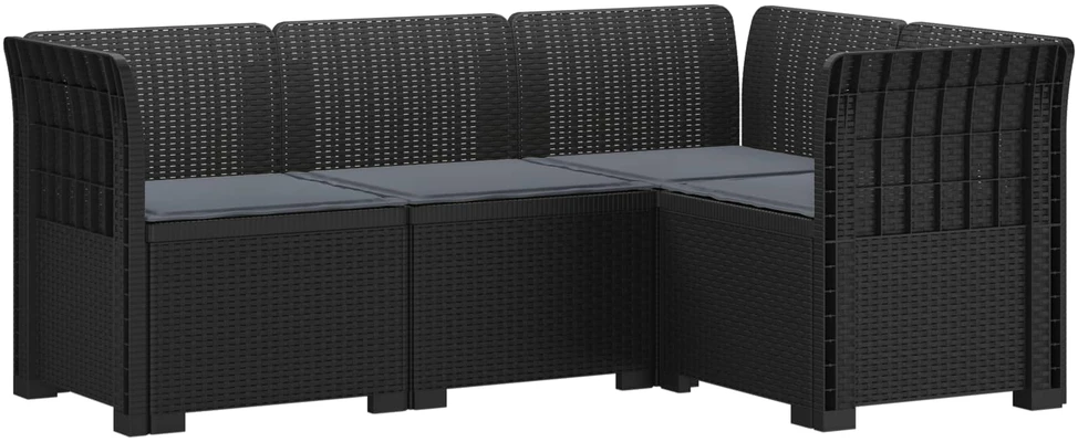 4-vietė Sodo Sofa Su Pagalvėlėmis Rattano Išvaizda PP Antracito