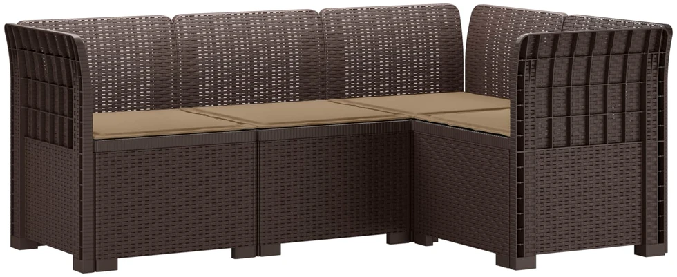 4-vietė Sodo Sofa Su Pagalvėlėmis Rattano Išvaizda PP Ruda
