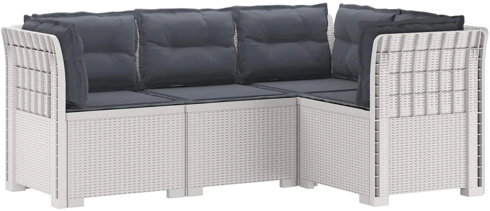 4-vietė Sodo Sofa Su Pagalvėlėmis Rattano Išvaizda PP Balta