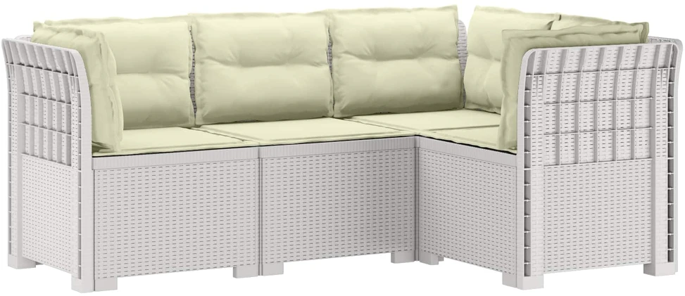 4-vietė Sodo Sofa Su Pagalvėlėmis Rattano Išvaizda PP Balta