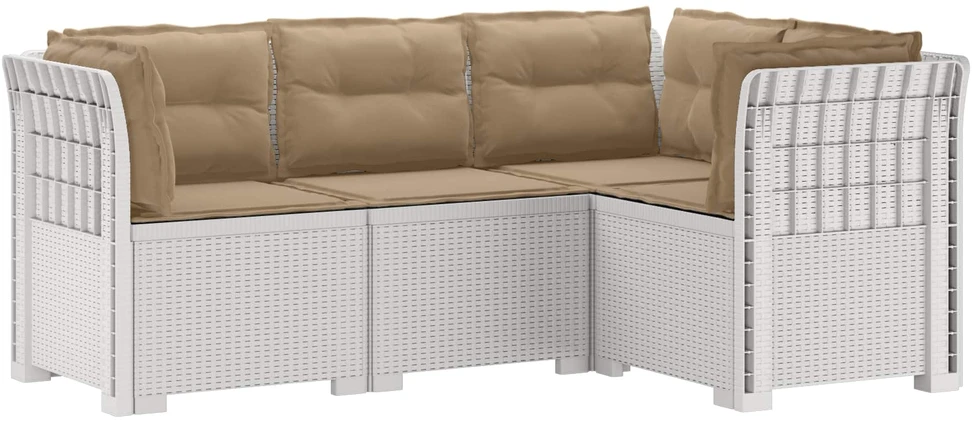 4-vietė Sodo Sofa Su Pagalvėlėmis Rattano Išvaizda PP Balta
