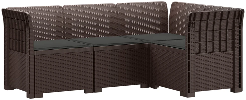 4-vietė Sodo Sofa Su Pagalvėlėmis Rattano Išvaizda PP Ruda