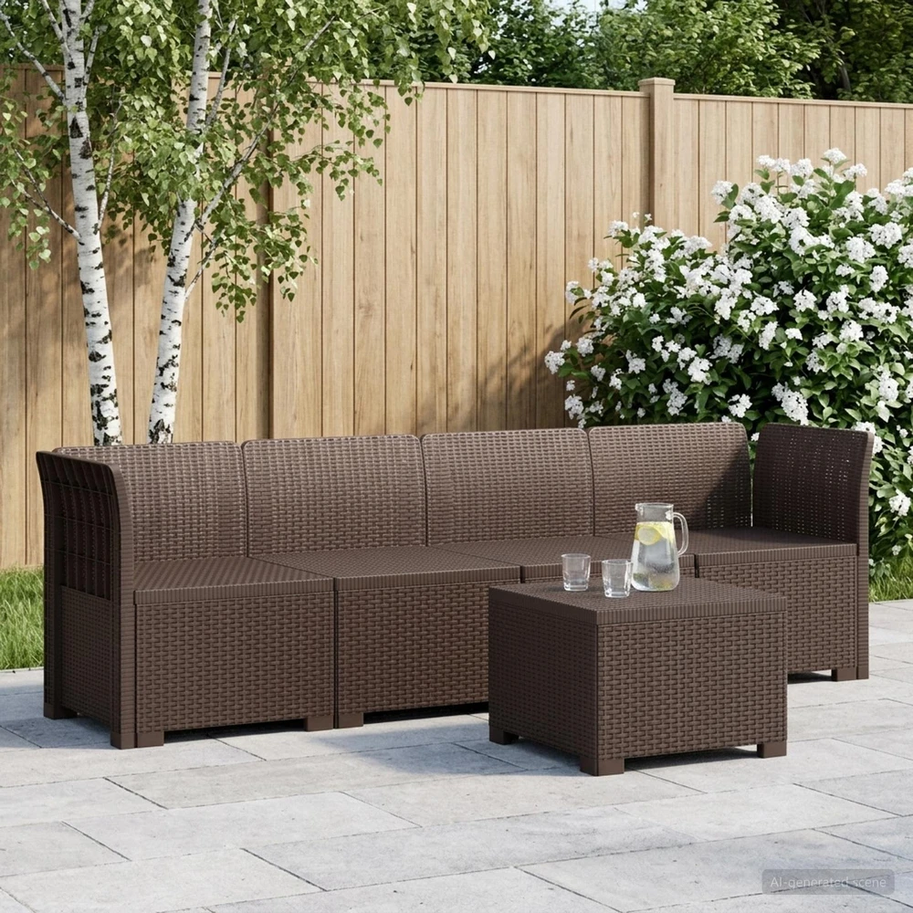 4 vietų sodo sofa pintinės išvaizdos PP Ruda