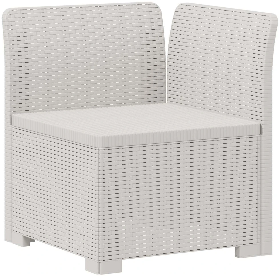 4 vietų sodo sofa pintinės išvaizdos PP Balta
