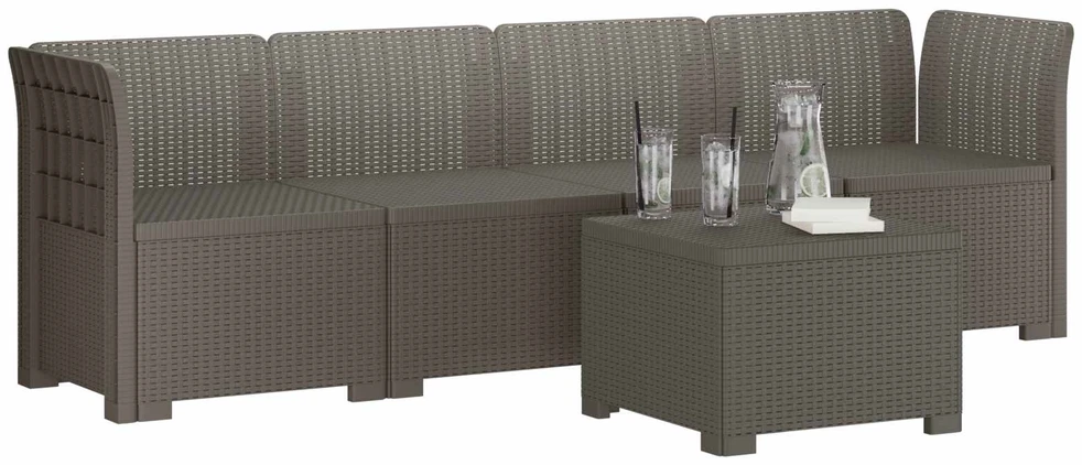 4 vietų sodo sofa pintinės išvaizdos PP Šviesiai pilka