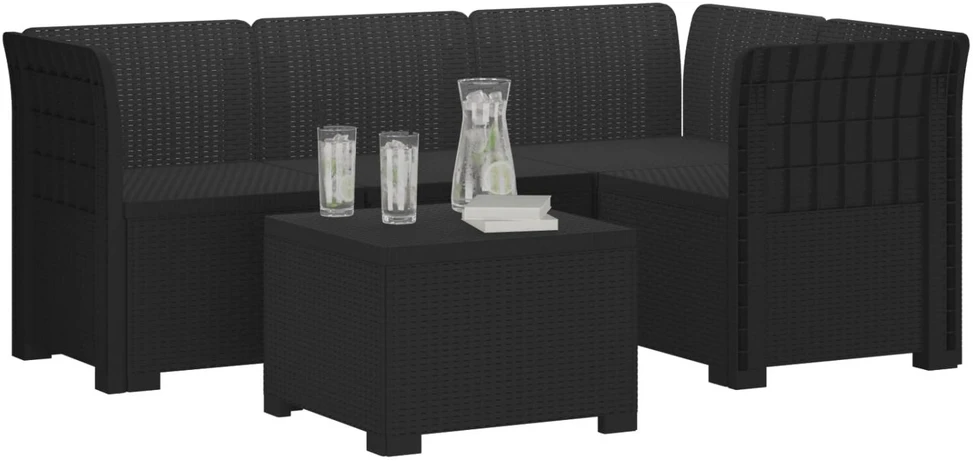 4 Vietų Sodo Sofa Ratanų Imitacija PP Antracito