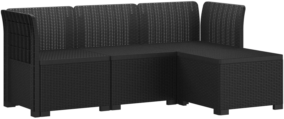 4 Vietų Sodo Sofa Ratanų Imitacija PP Antracito