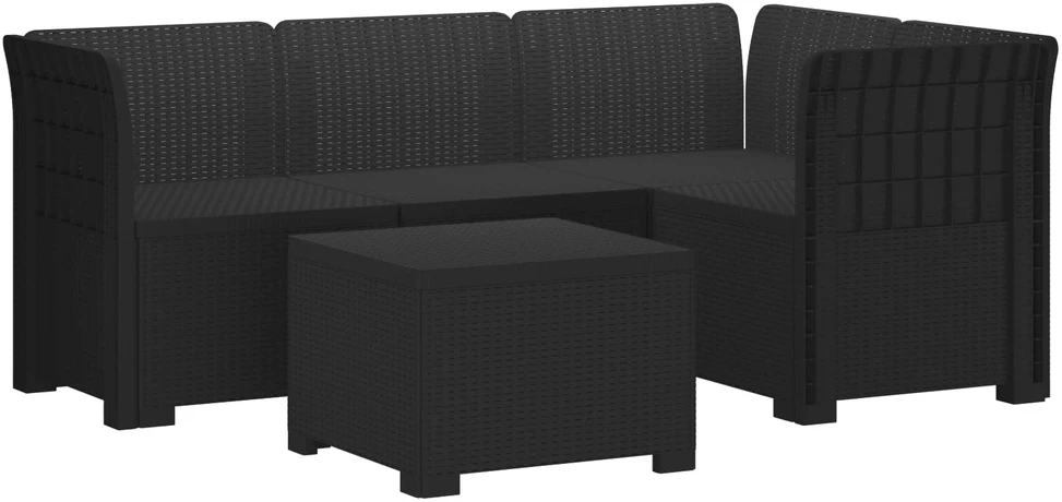 4 Vietų Sodo Sofa Ratanų Imitacija PP Antracito