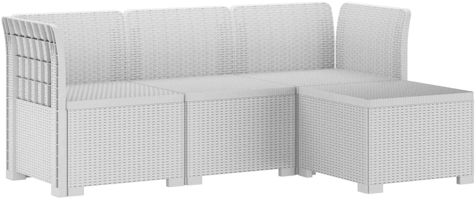 4 Vietų Sodo Sofa Ratanų Imitacija PP Balta