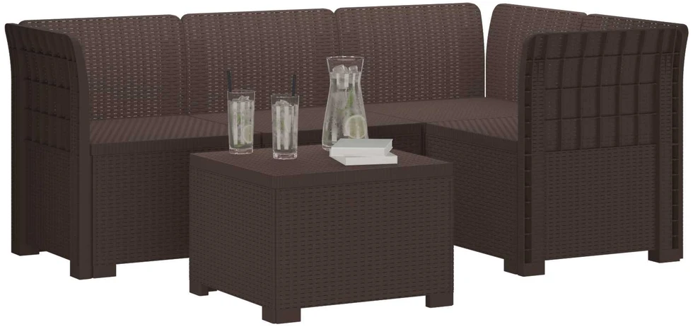 4 Vietų Sodo Sofa Ratanų Imitacija PP Ruda