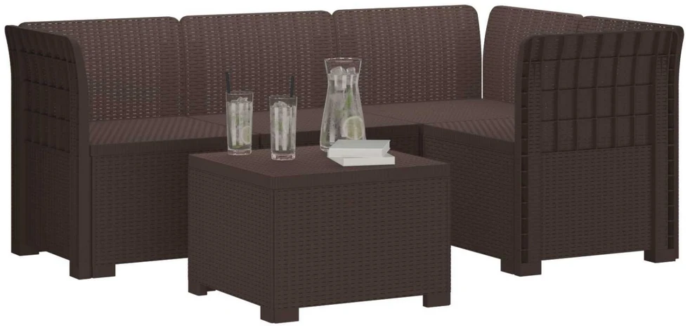 4 Vietų Sodo Sofa Ratanų Imitacija PP Ruda