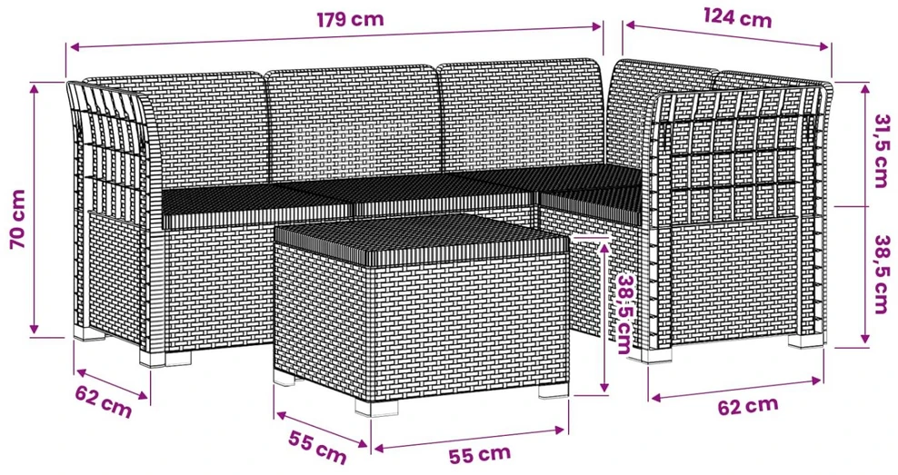 4 Vietų Sodo Sofa Ratanų Imitacija PP Ruda