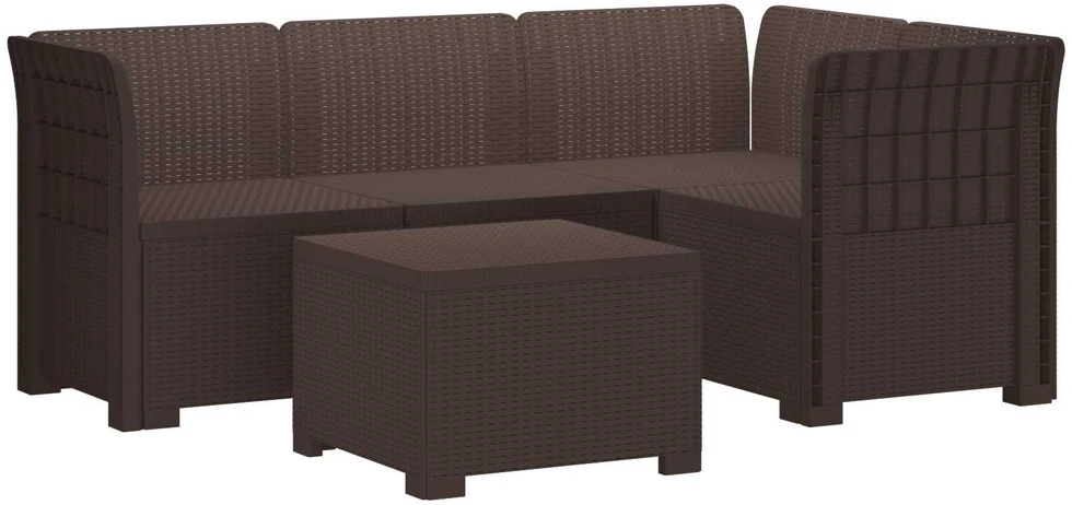 4 Vietų Sodo Sofa Ratanų Imitacija PP Ruda