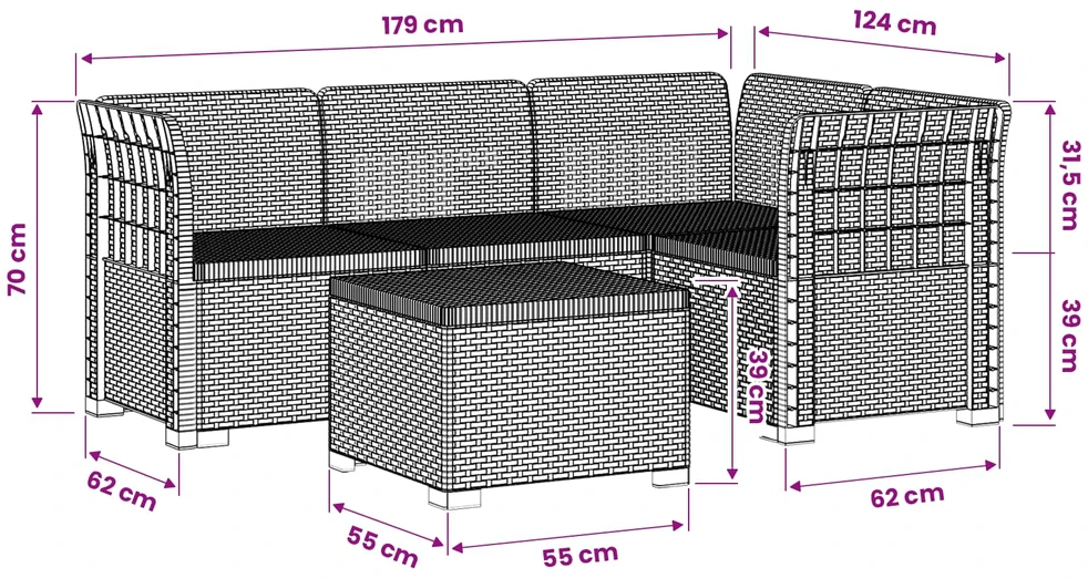 4 Vietų Sodo Sofa Ratanų Imitacija PP Ruda