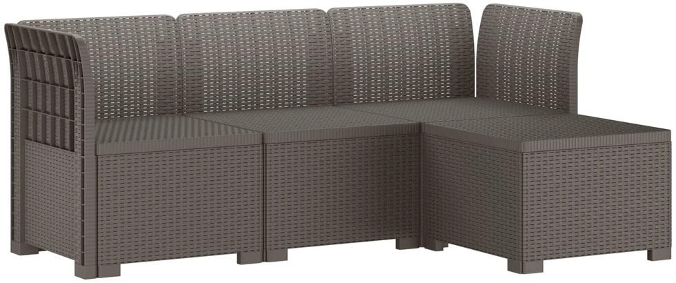 4 Vietų Sodo Sofa Ratanų Imitacija PP Šviesiai pilka