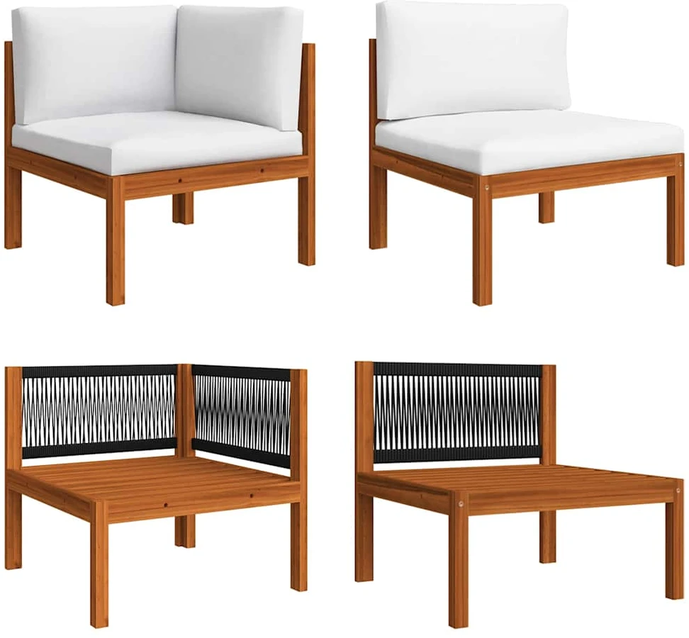 Keturvietė sodo sofa su pagalvėlėmis, akacijos medienos masyvas