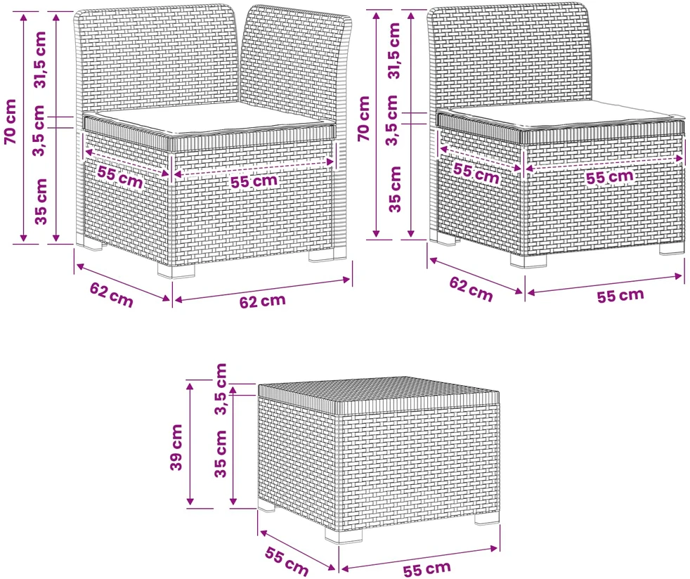 4 Vietų Sodo Sofa su Pagalvėlėmis Ratanų Imitacija PP Antracito
