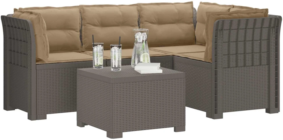 4 Vietų Sodo Sofa su Pagalvėlėmis Ratanų Imitacija PP