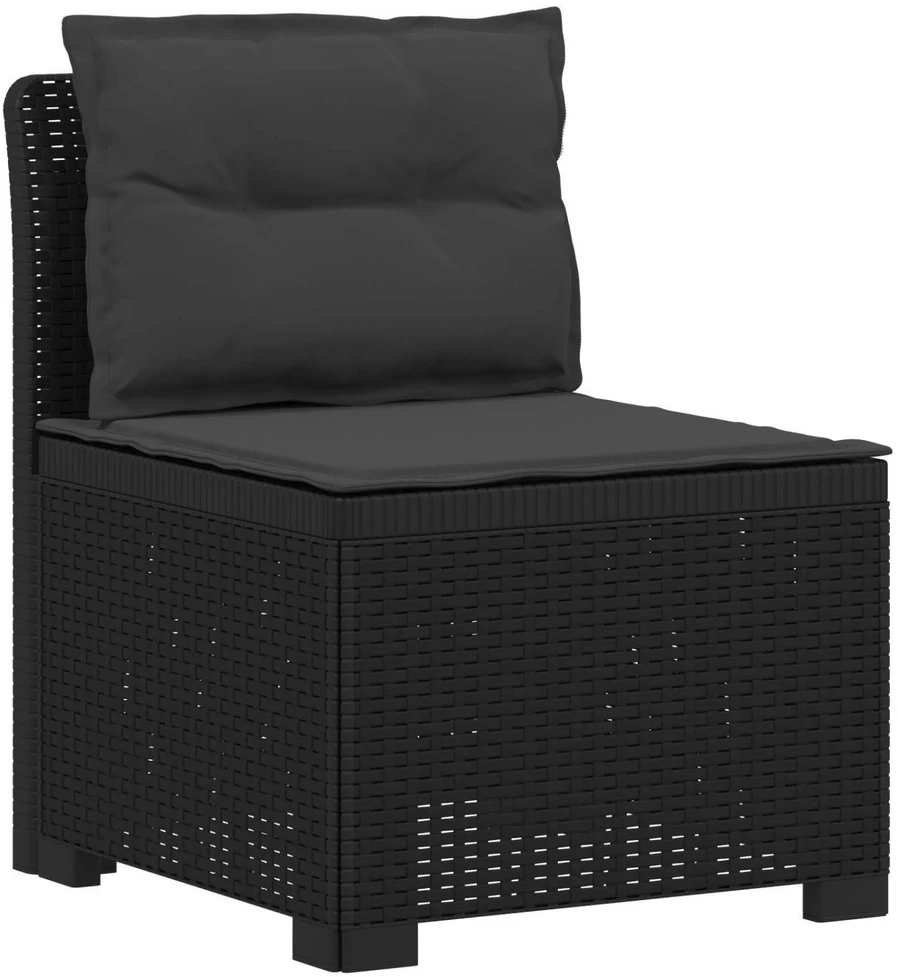 4 Vietų Sodo Sofa su Pagalvėlėmis Ratanų Imitacija PP Antracito