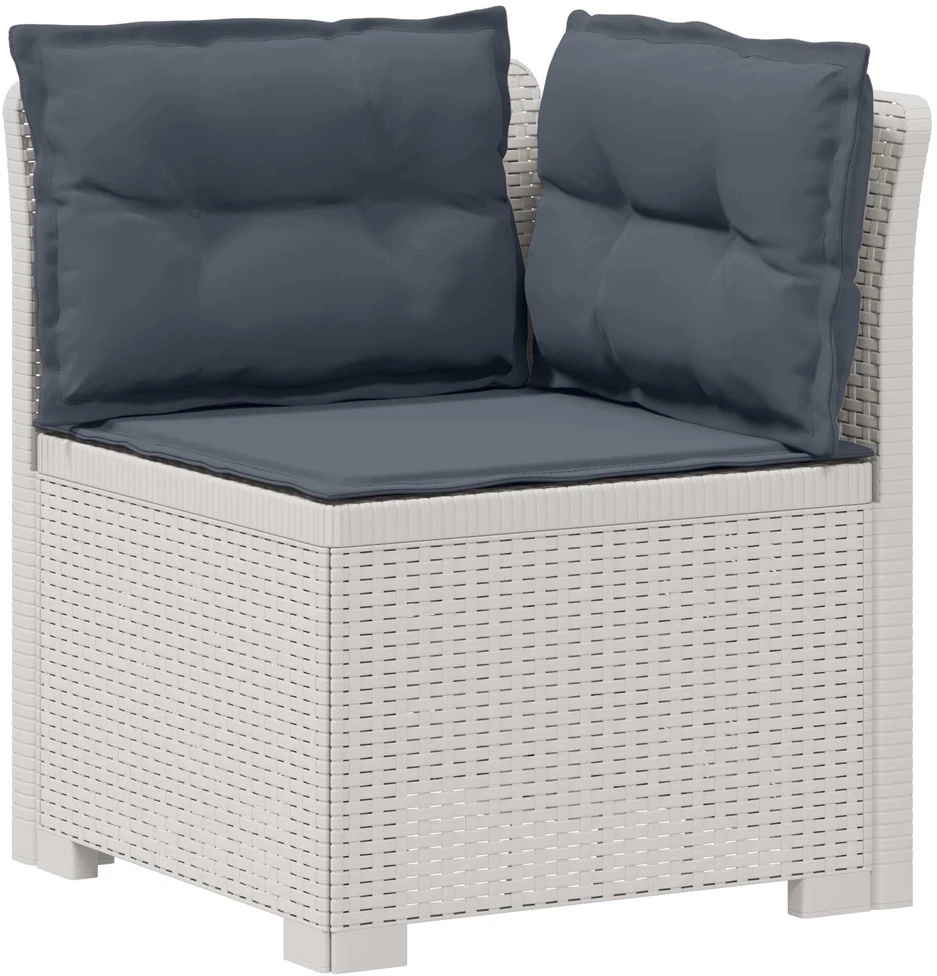4 Vietų Sodo Sofa su Pagalvėlėmis Ratanų Imitacija PP Balta