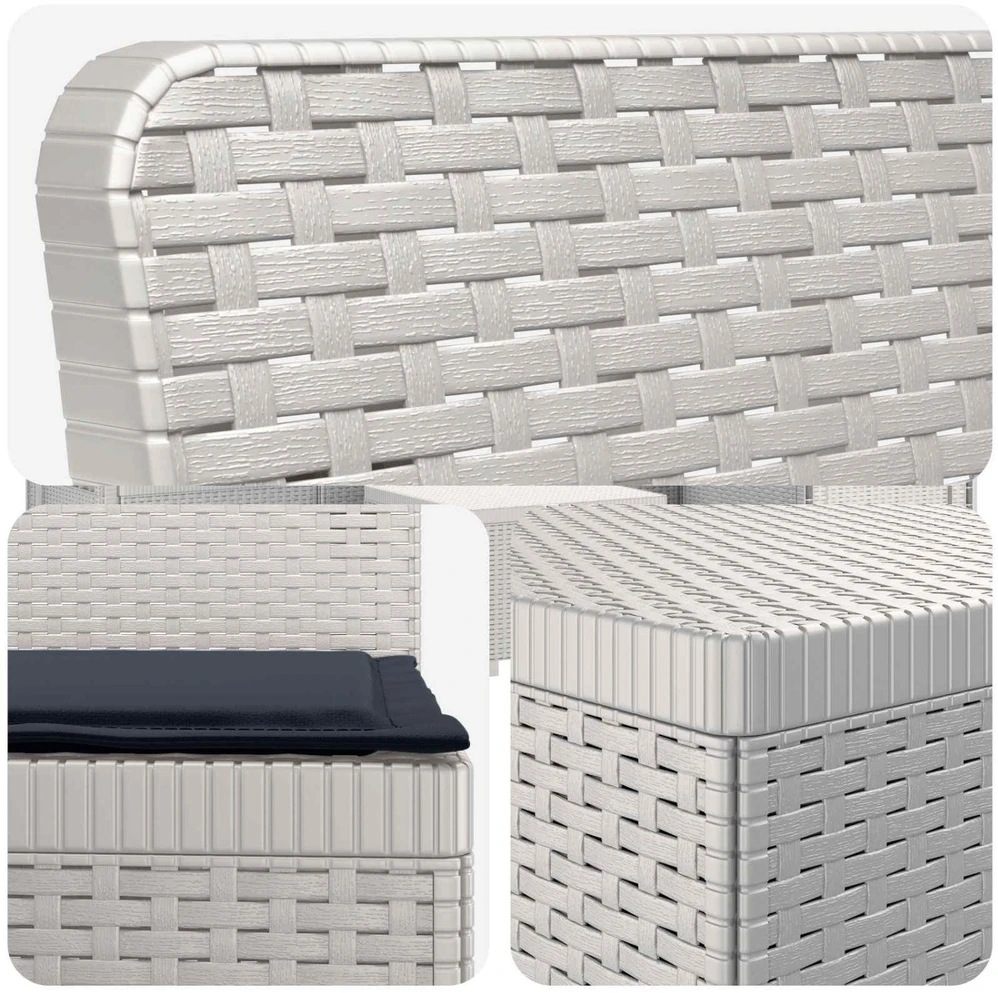 4 Vietų Sodo Sofa su Pagalvėlėmis Ratanų Imitacija PP Balta