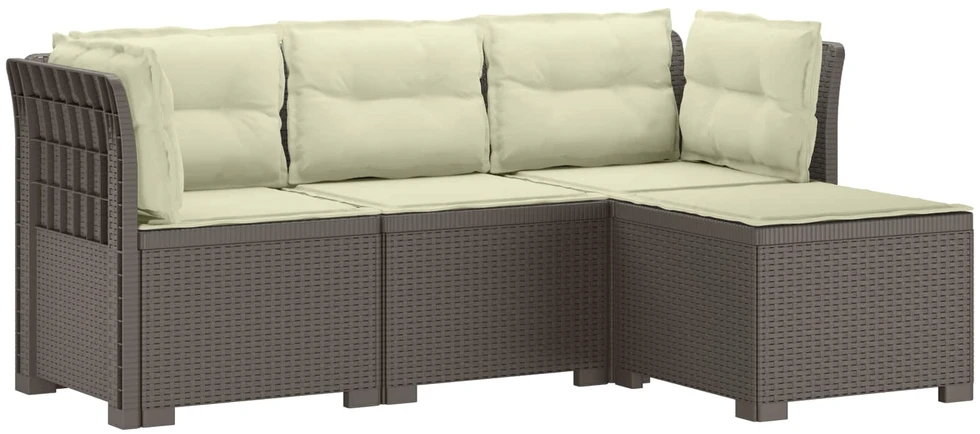 4 Vietų Sodo Sofa su Pagalvėlėmis Ratanų Imitacija PP