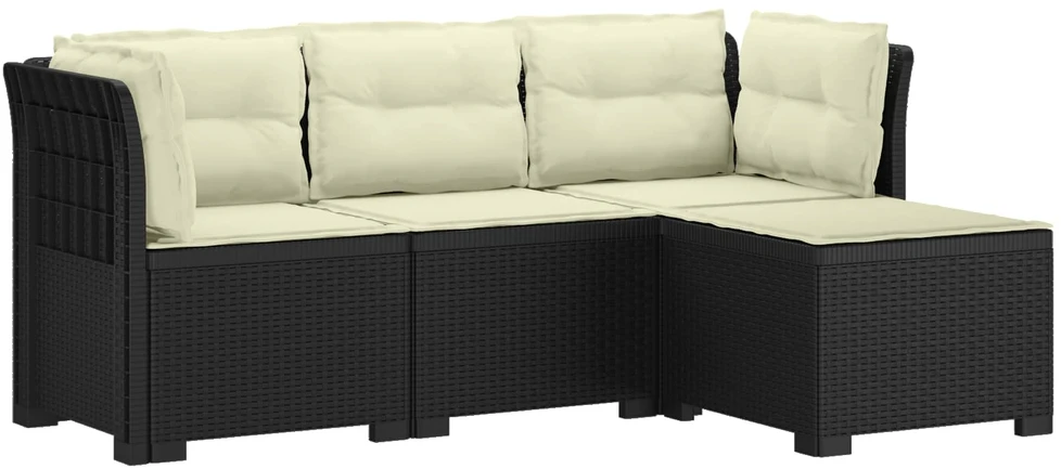 4 Vietų Sodo Sofa su Pagalvėlėmis Ratanų Imitacija PP Antracito