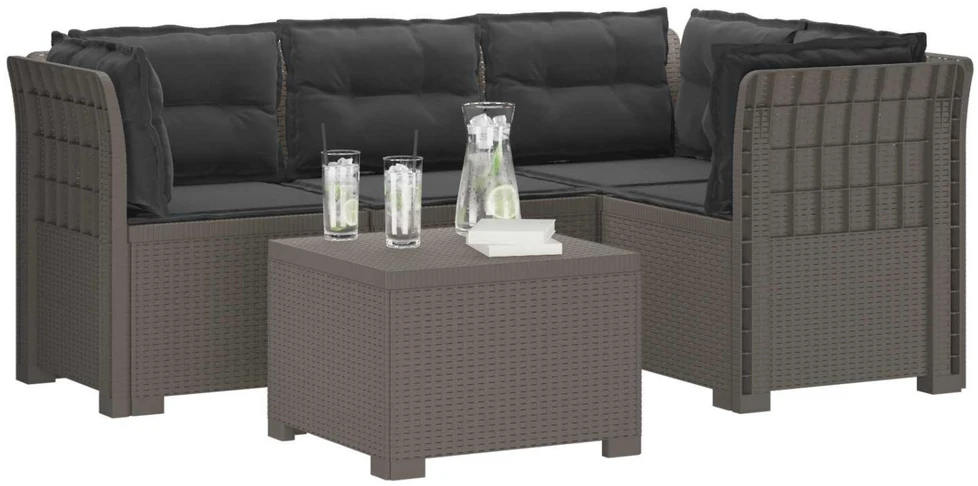 4 Vietų Sodo Sofa su Pagalvėlėmis Ratanų Imitacija PP