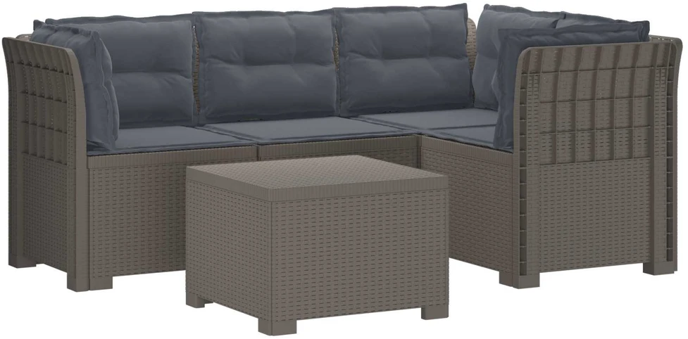 4 Vietų Sodo Sofa su Pagalvėlėmis Ratanų Imitacija PP