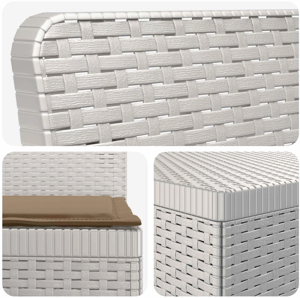4 Vietų Sodo Sofa su Pagalvėlėmis Ratanų Imitacija PP Balta