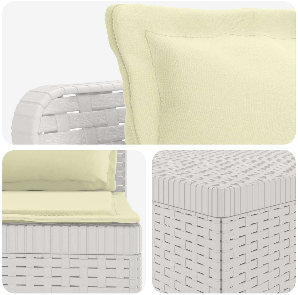 4 Vietų Sodo Sofa su Pagalvėlėmis Ratanų Imitacija PP Balta