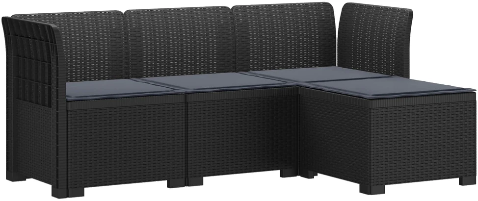 4 Vietų Sodo Sofa su Pagalvėlėmis Ratanų Imitacija PP Antracito