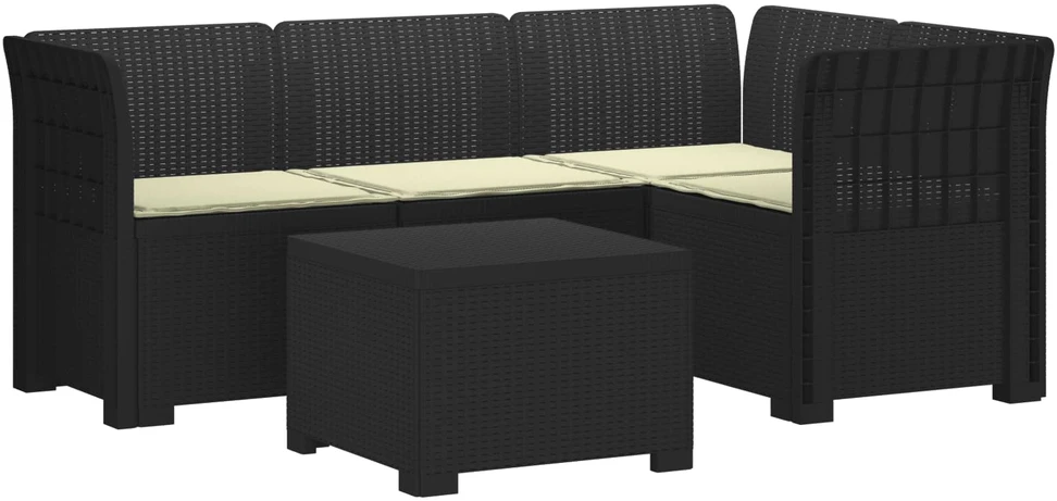 4 Vietų Sodo Sofa su Pagalvėlėmis Ratanų Imitacija PP Antracito