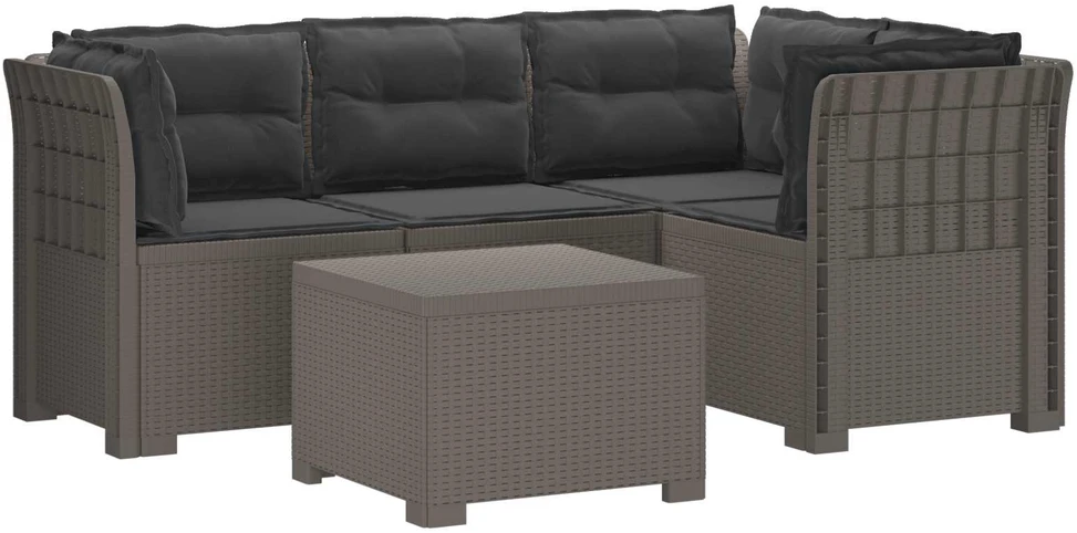 4 Vietų Sodo Sofa su Pagalvėlėmis Ratanų Imitacija PP