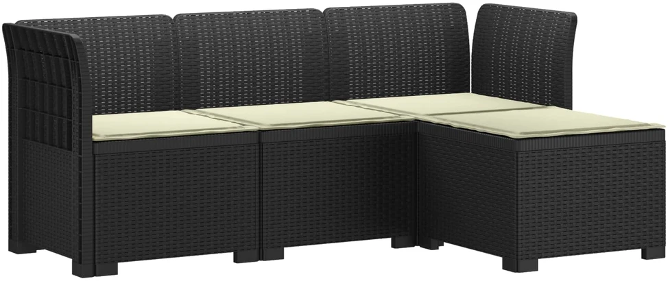 4 Vietų Sodo Sofa su Pagalvėlėmis Ratanų Imitacija PP Antracito