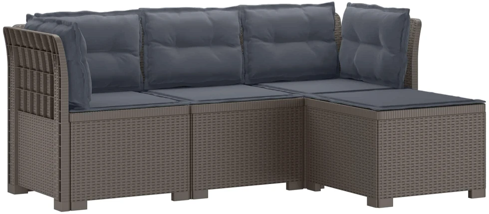 4 Vietų Sodo Sofa su Pagalvėlėmis Ratanų Imitacija PP