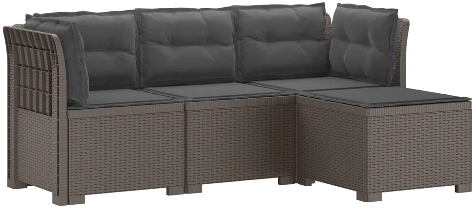 4 Vietų Sodo Sofa su Pagalvėlėmis Ratanų Imitacija PP