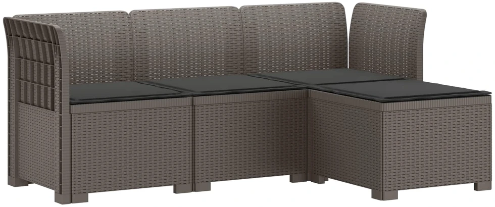 4 Vietų Sodo Sofa su Pagalvėlėmis Ratanų Imitacija PP