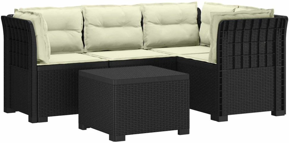 4 Vietų Sodo Sofa su Pagalvėlėmis Ratanų Imitacija PP Antracito