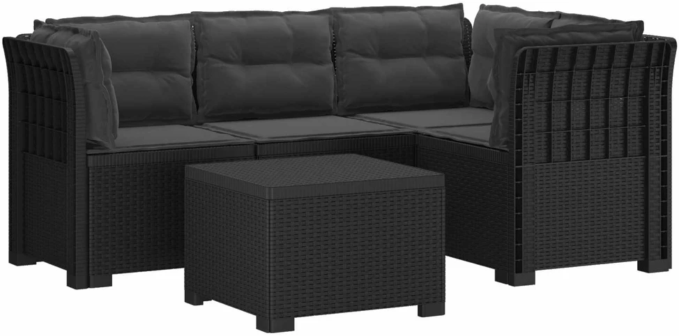 4 Vietų Sodo Sofa su Pagalvėlėmis Ratanų Imitacija PP Antracito