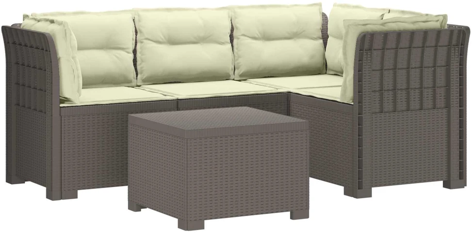 4 Vietų Sodo Sofa su Pagalvėlėmis Ratanų Imitacija PP