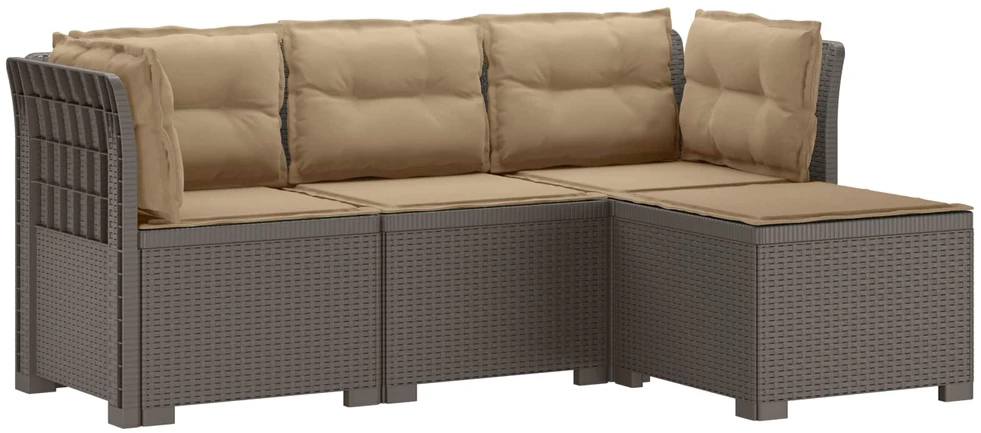 4 Vietų Sodo Sofa su Pagalvėlėmis Ratanų Imitacija PP