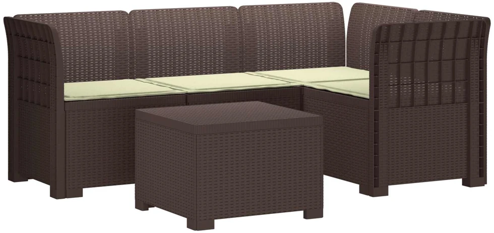 4 Vietų Sodo Sofa su Pagalvėlėmis Ratanų Imitacija PP Ruda