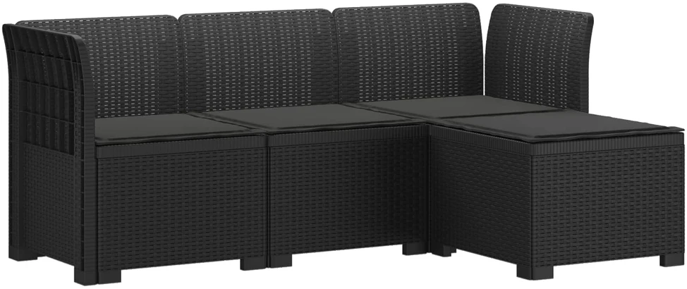 4 Vietų Sodo Sofa su Pagalvėlėmis Ratanų Imitacija PP Antracito