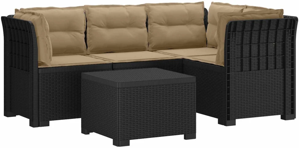 4 Vietų Sodo Sofa su Pagalvėlėmis Ratanų Imitacija PP Antracito