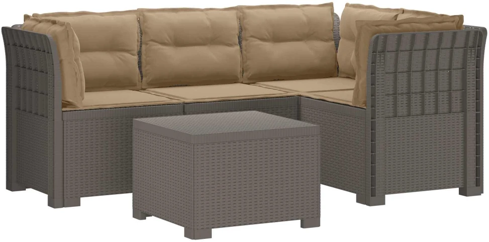 4 Vietų Sodo Sofa su Pagalvėlėmis Ratanų Imitacija PP